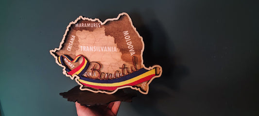 🇷🇴 3D Holzdeko „Banatul” – Ein Stück Heimat in Holz verewigt