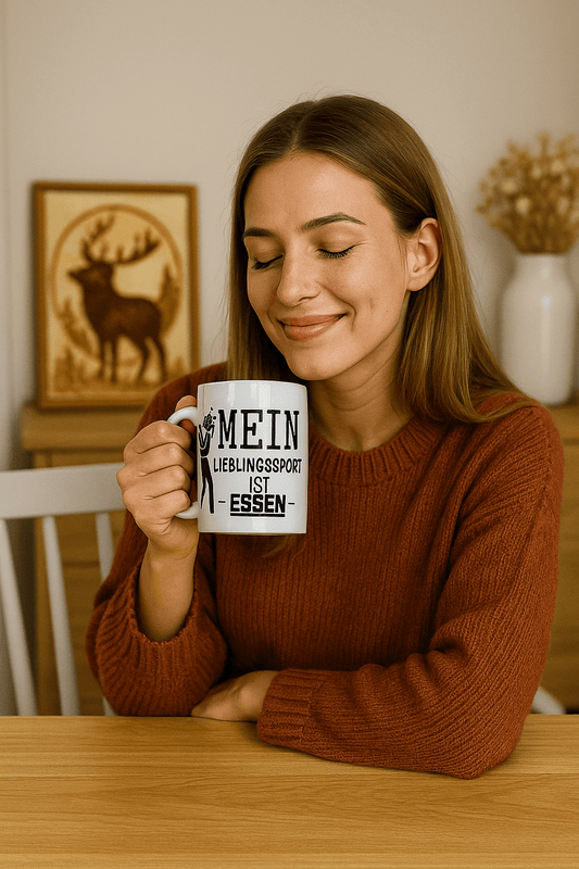 ☕ Dein Lieblingssport? Essen! – Eine personalisierte Tasse für deinen Alltag