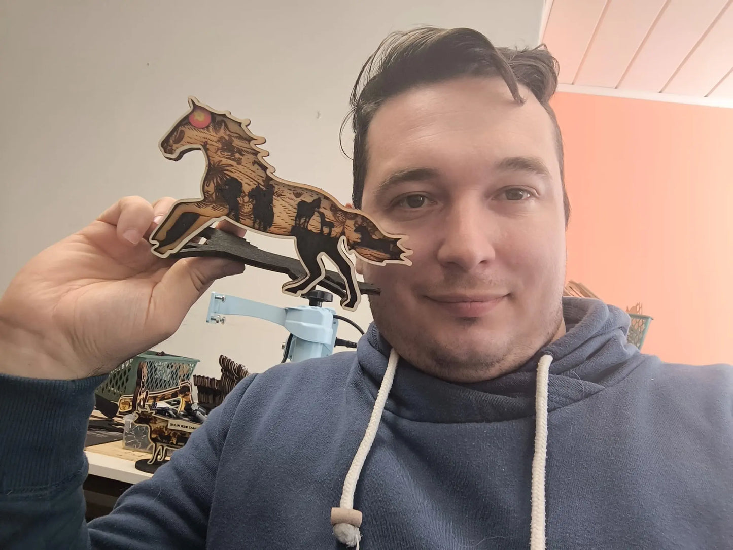 3D Holzdeko Pferdeherde