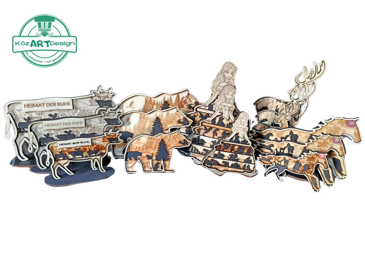 Layered Holzdeko – Mehrschichtige 3D Gravur Deko aus Pappelsperrholz