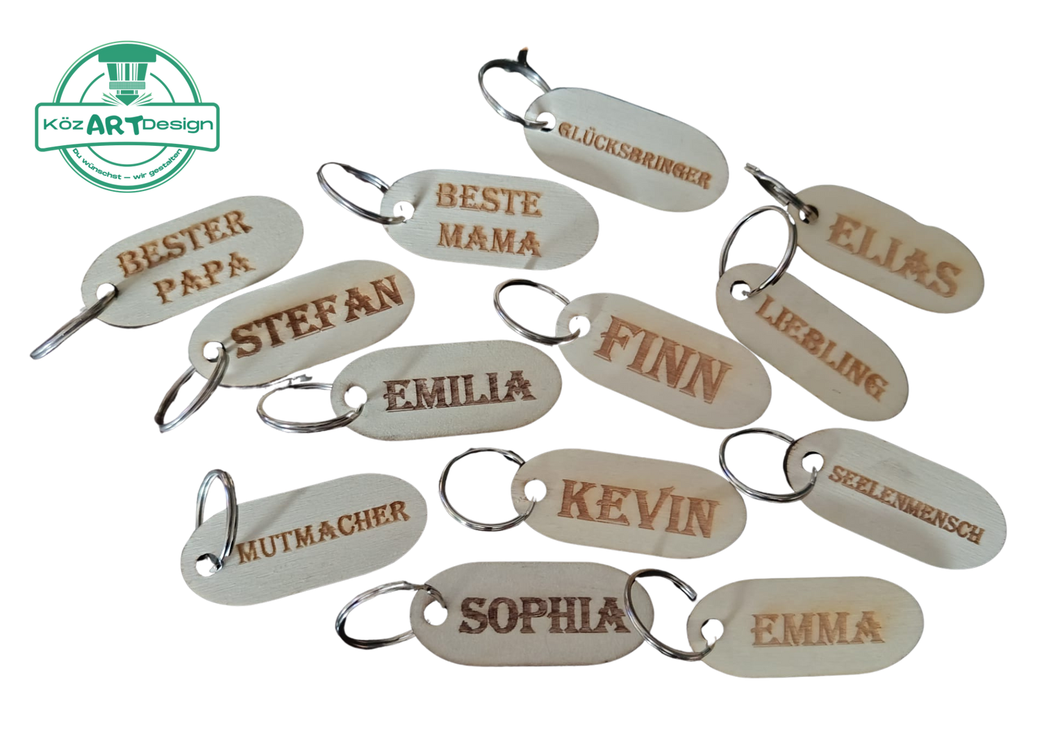 Gravierte Holzschlüsselanhänger – Bayerische Schlüsselanhänger Kollektion