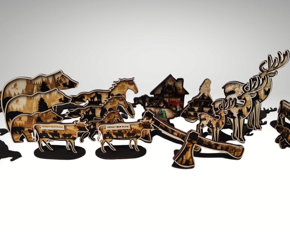Layered Holzdeko – Mehrschichtige 3D Gravur Deko aus Pappelsperrholz