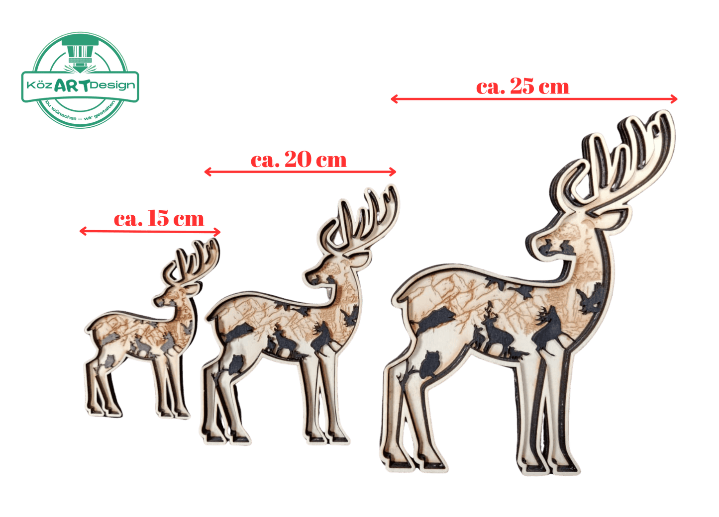 3D Holzdeko Hirsch im Wald