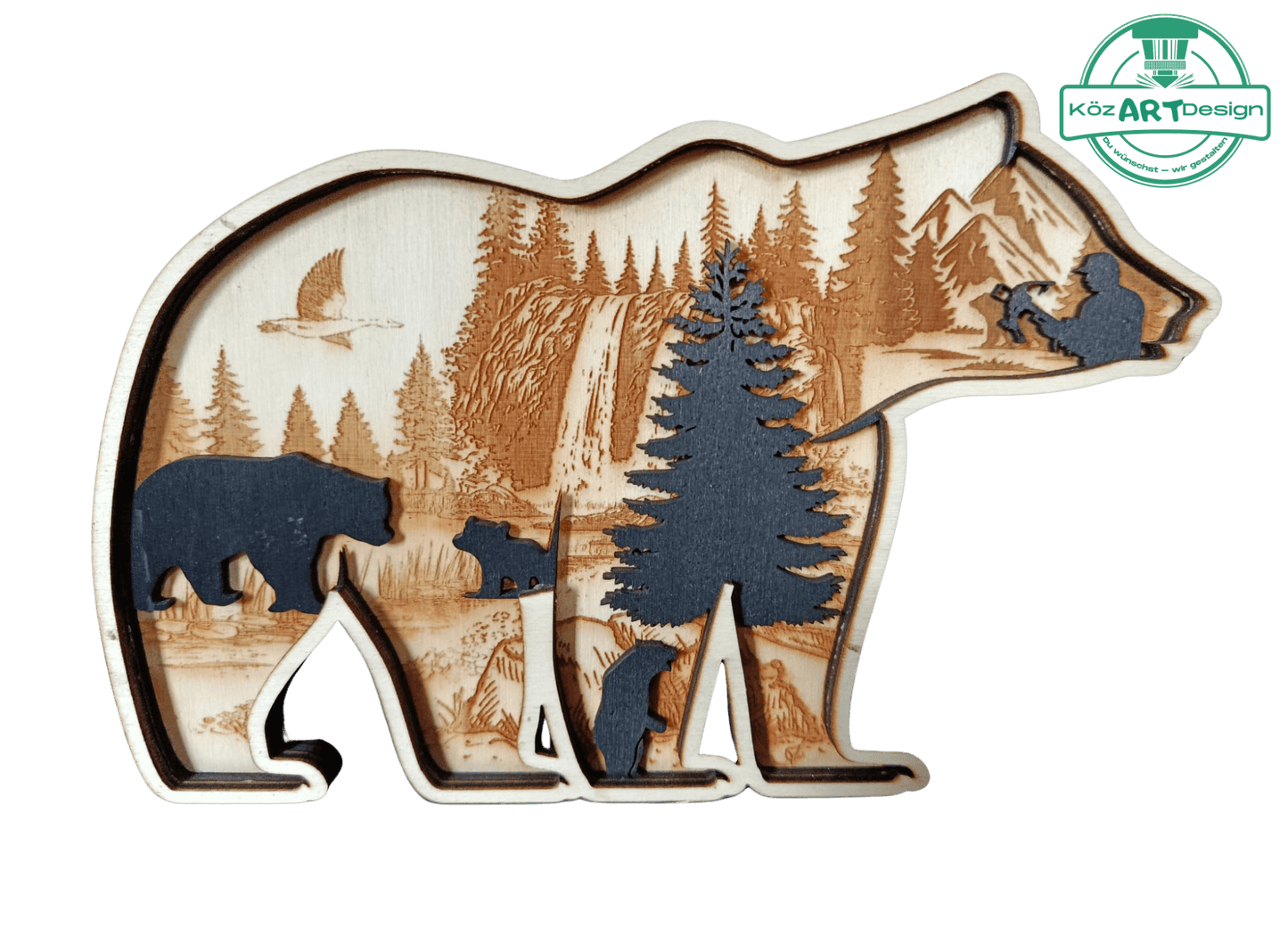 3D Holzdeko Bär im Wald