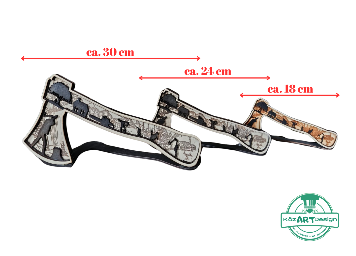 3D Holzdeko Axt im Wald