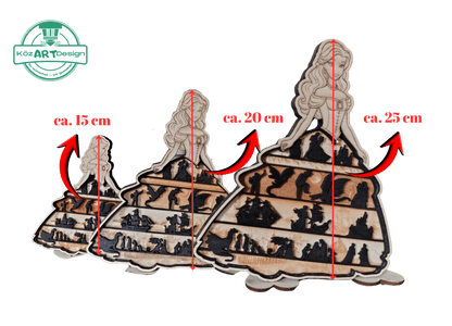 3D Holzdeko Prinzessin personalisiert in verschiedenen Größen von 15 cm bis 25 cm für kreative Dekoration