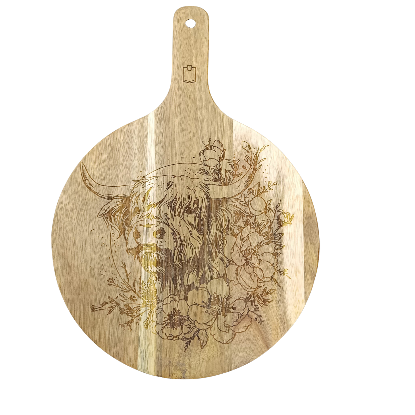 Runde Schneidebretter aus Akazienholz mit Gravur – Küchenbrett in 5 festen Designs