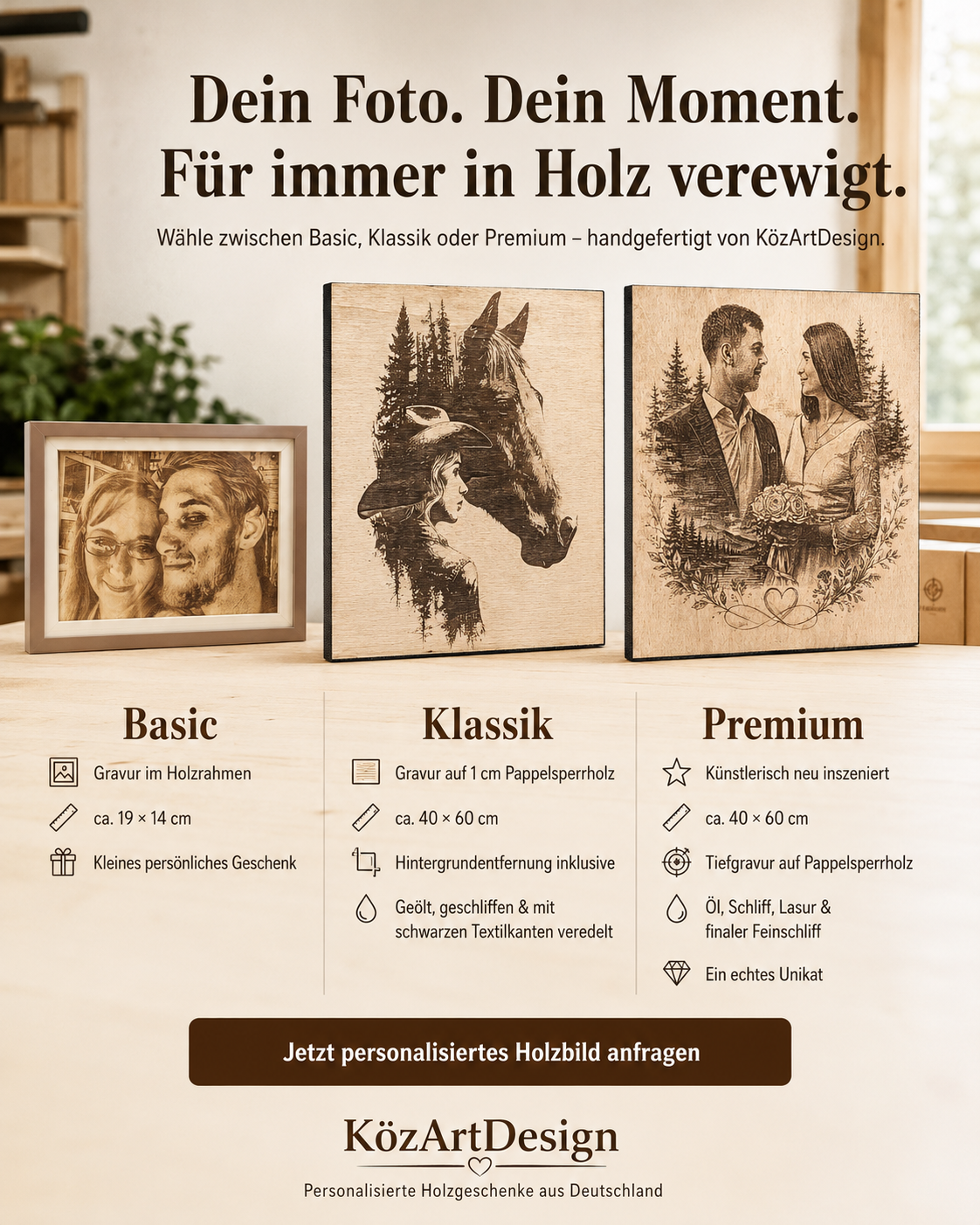 Basic Klassik Premium Varianten personalisiertes Holzbild