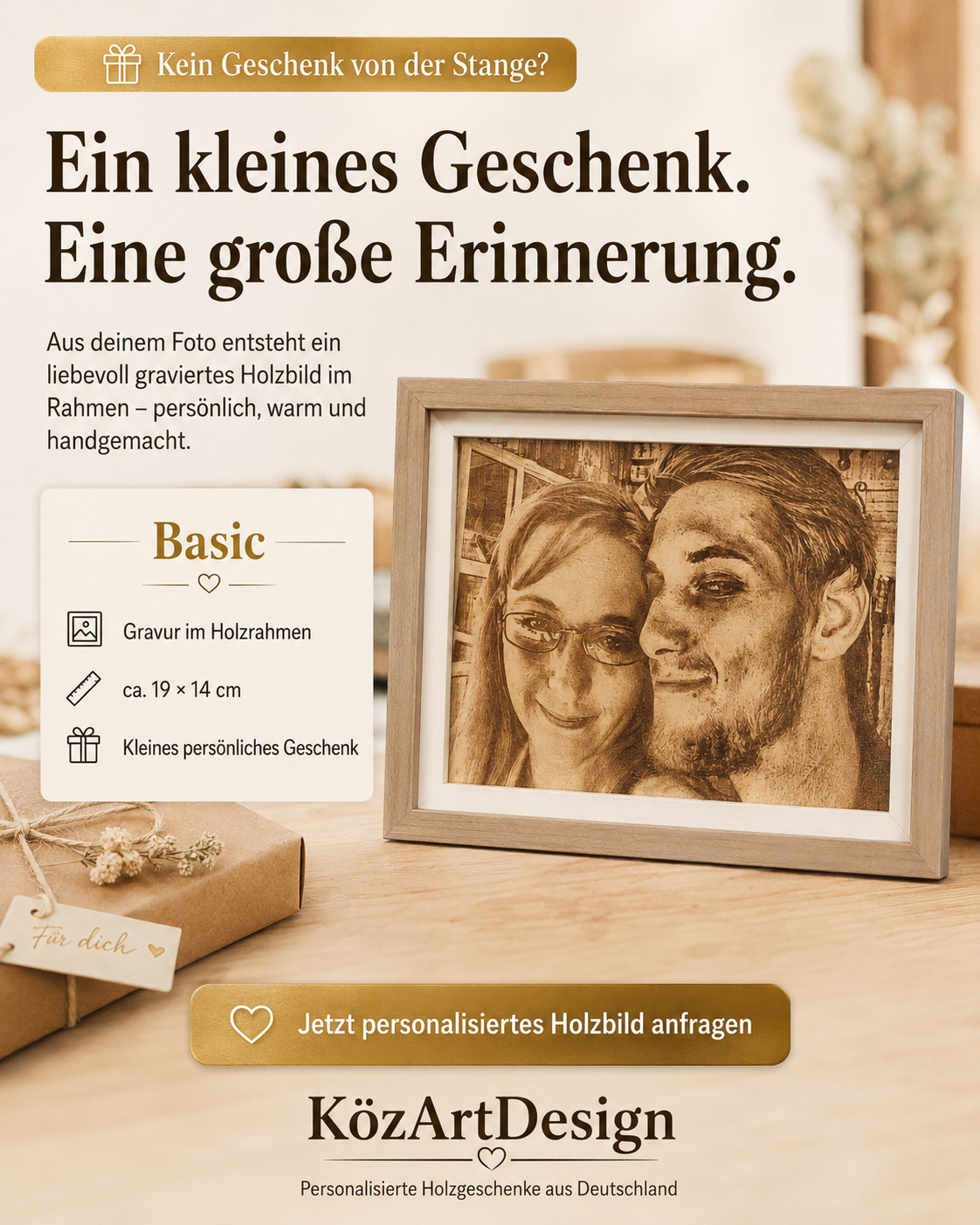 Basic personalisiertes Holzbild im Rahmen