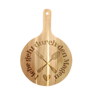 Runde Schneidebretter aus Akazienholz mit Gravur – Küchenbrett in 5 festen Designs