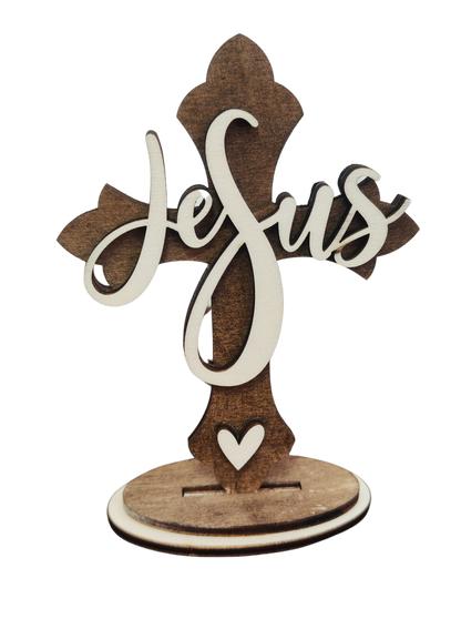 Dekokreuz aus Holz – christliche Kreuz-Deko zum Aufstellen in 9 Varianten