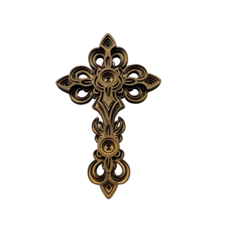 3D Layer Kreuz aus Holz (4 mm Pappel-Sperrholz) – Wanddeko im Vintage-Ornament Stil
