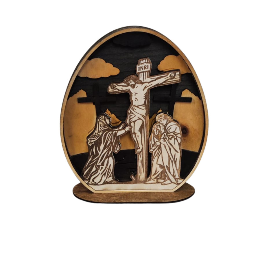 Holzbild Ostergeschichte – 5-lagiges Deko-Holzbild mit christlichen Motiven