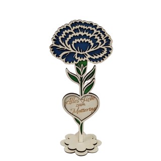 Holzblume mit Herz – dekorative Blumenstecker aus Holz als Geschenk