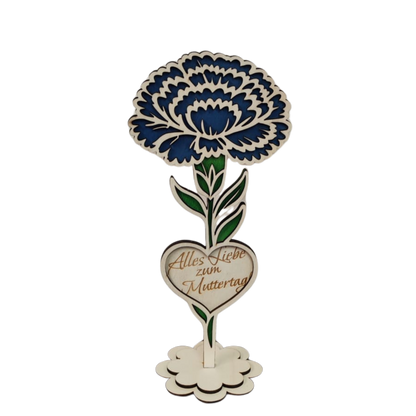 Holzblume mit Herz – dekorative Blumenstecker aus Holz als Geschenk