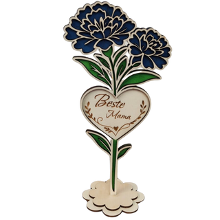 Holzblume mit Herz – dekorative Blumenstecker aus Holz als Geschenk