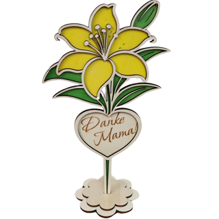 Holzblume mit Herz – dekorative Blumenstecker aus Holz als Geschenk
