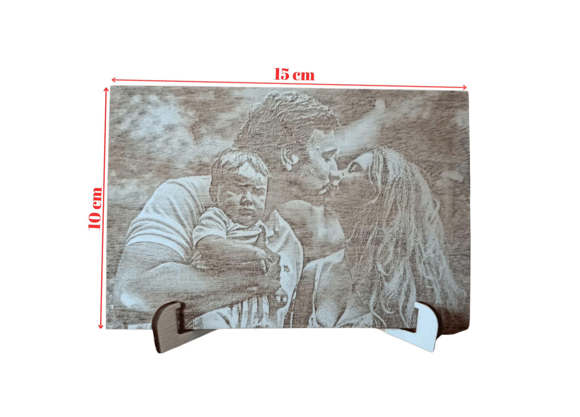 Fotogravur auf Holz mit Familienmotiven, 10 cm x 15 cm für besondere Erinnerungen